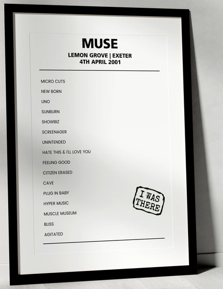 Muse 4th April 2001 Lemon Grove Exeter - Alternate - Setlist