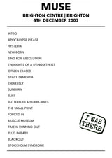 Muse 4th December 2003 Brighton Centre Brighton - Alternate - Setlist