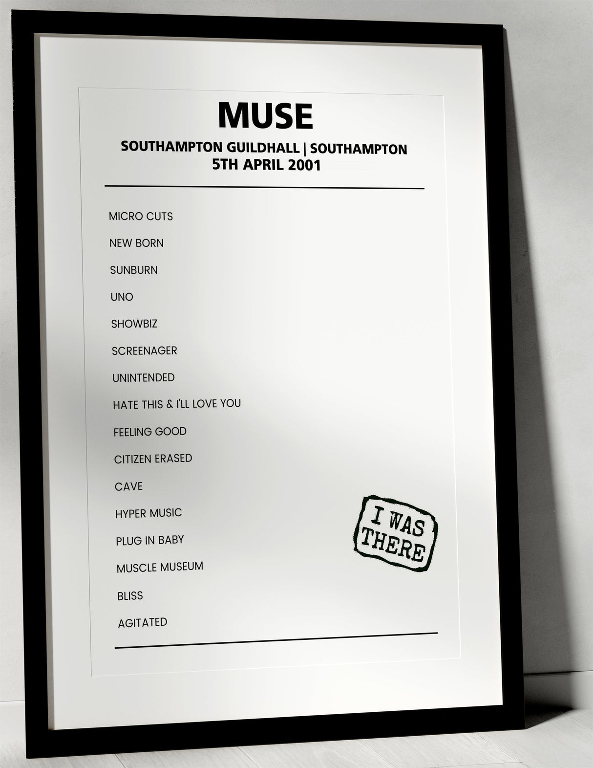 Muse 5th April 2001 Southampton Guildhall Southampton - Alternate - Setlist