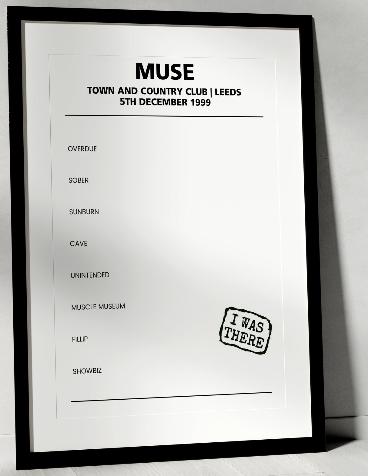 Muse 5th December 1999 Town and Country Club Leeds - Alternate - Setlist