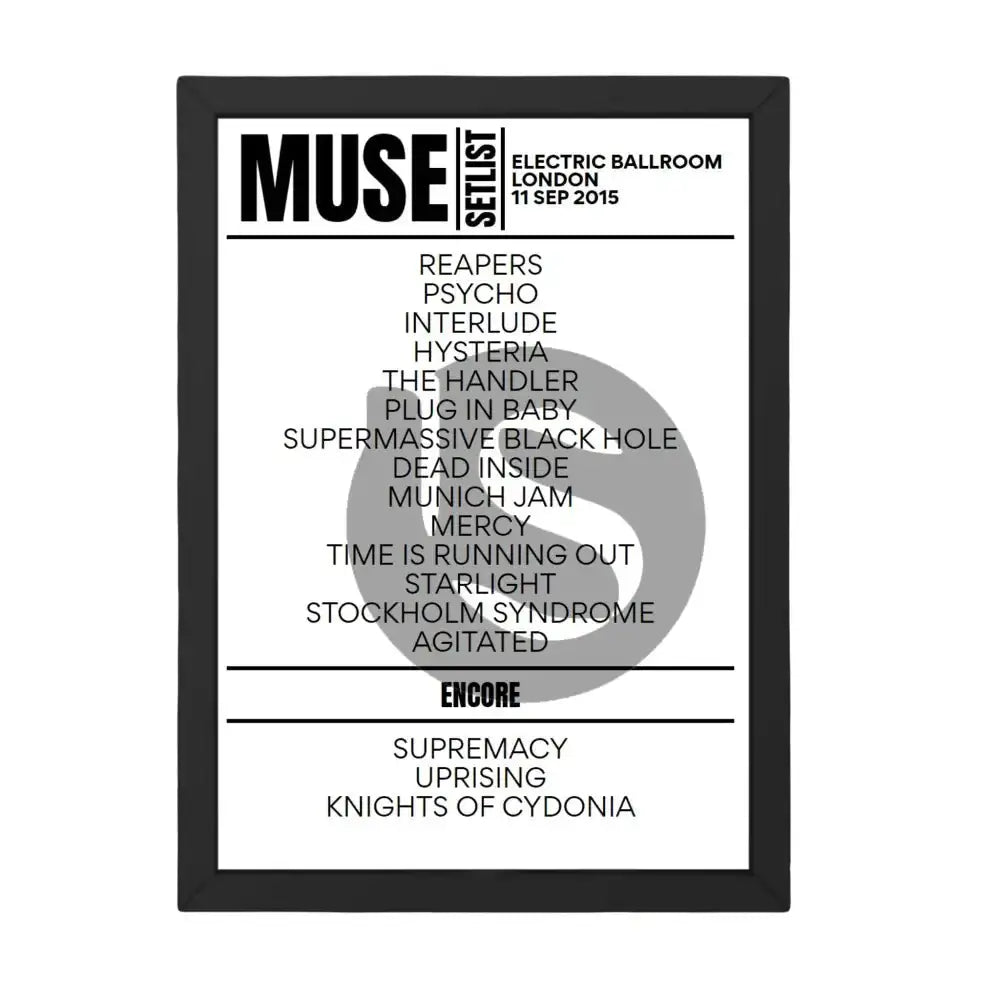 Muse London September 11, 2015 Replica Setlist - Setlist