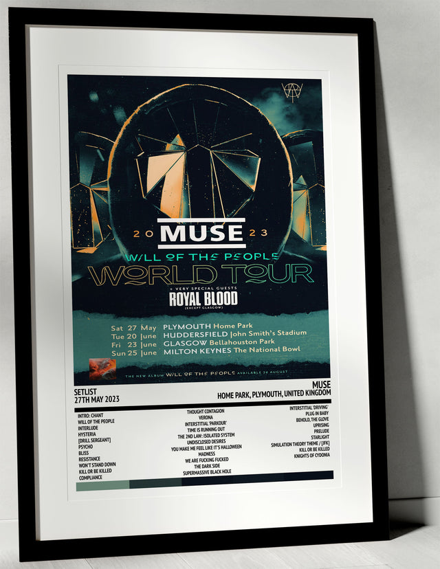 Muse Will of the People World Tour Home Park Plymouth 27th May 2023 - Setlist Tour Poster - Setlist