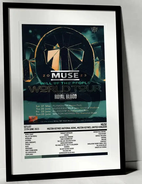 Muse Will of the People World Tour Milton Keynes National Bowl Milton Keynes 25th June 2023 - Setlist Tour Poster - Setlist