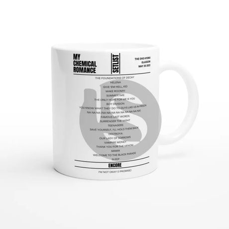 My Chemical Romance Glasgow May 2022 Setlist Mug - Setlist