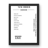 New Order September 11, 1986 Edinburgh Playhouse Edinburgh Setlist Poster - Setlist