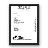 New Order September 29, 2023 The O2 Arena London Setlist Poster - Setlist