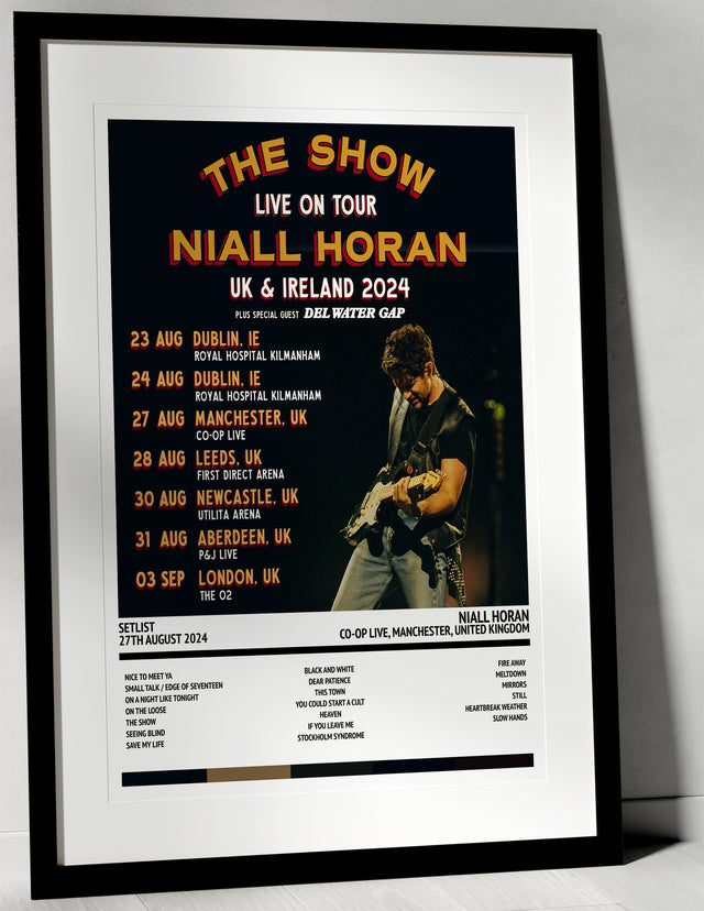 Niall Horan The Show: Live On Tour Co - op Live Manchester 27th August 2024 - Setlist Tour Poster - Setlist