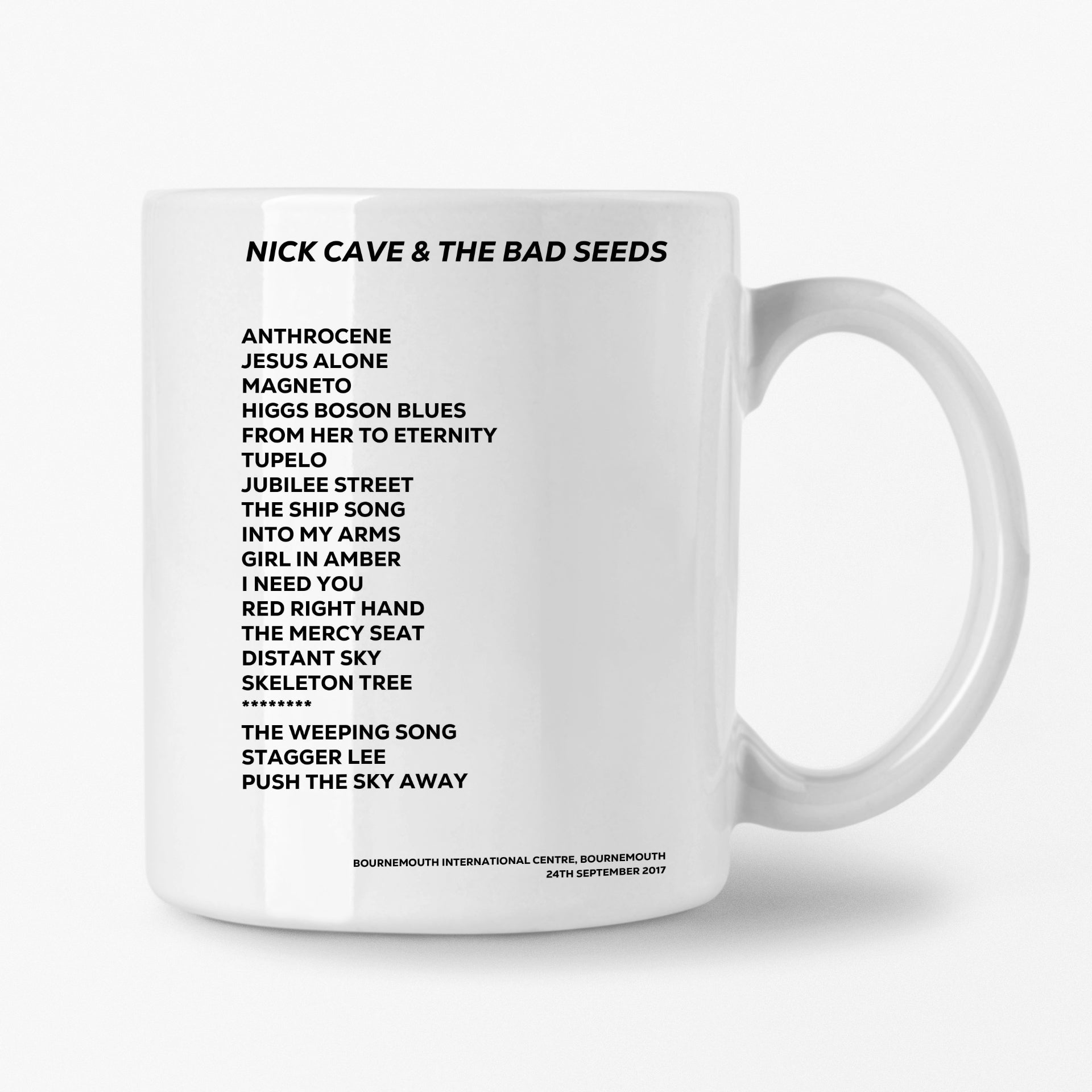 Nick Cave & the Bad Seeds Bournemouth 24th September 2017 Setlist Mug - Setlist