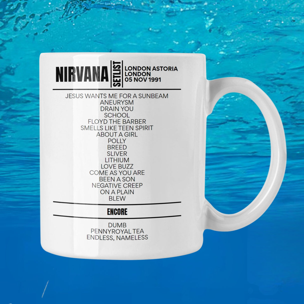 Nirvana London November 05, 1991 Replica Setlist Mug - Setlist