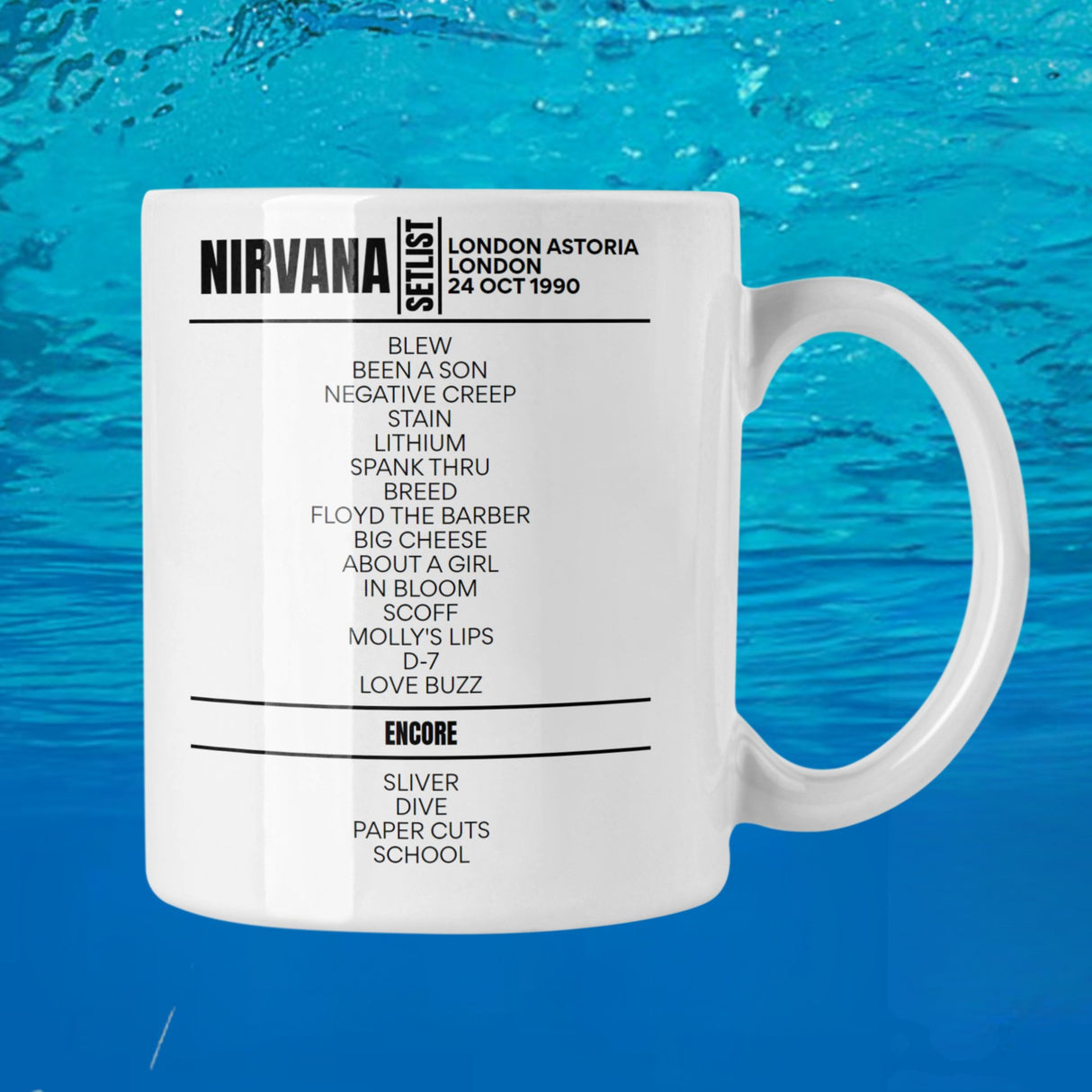 Nirvana London October 24, 1990 Replica Setlist Mug - Setlist