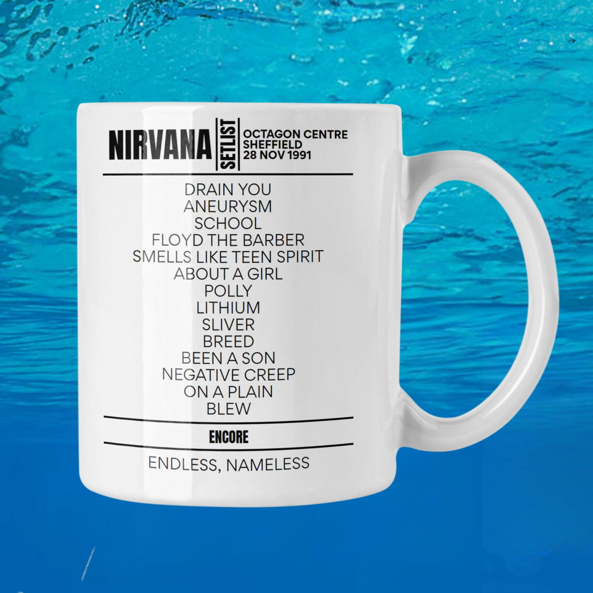 Nirvana Sheffield November 28, 1991 Replica Setlist Mug - Setlist