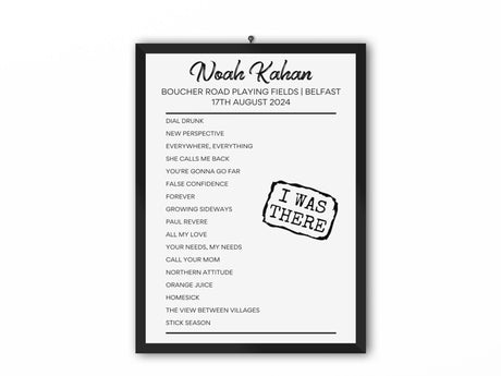 Noah Kahan Belfast Setlist Poster - Setlist