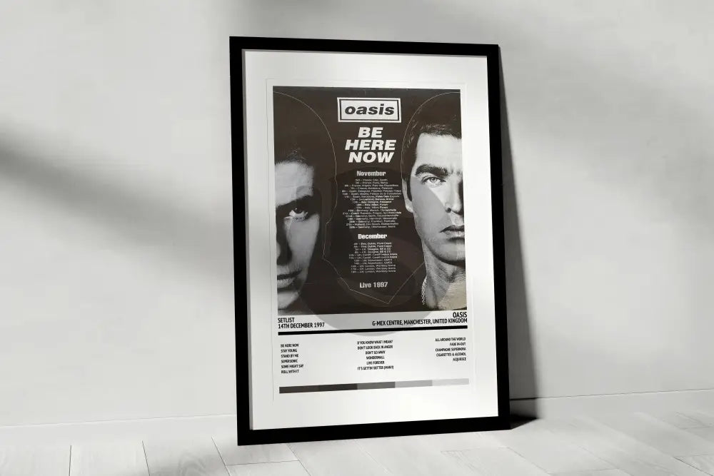 Oasis Be Here Now G - MEX Centre Manchester 14th December 1997 - Setlist Tour Poster - Setlist