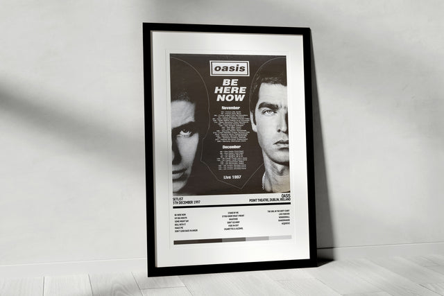 Oasis Be Here Now Point Theatre Dublin 5th December 1997 - Setlist Tour Poster - Setlist