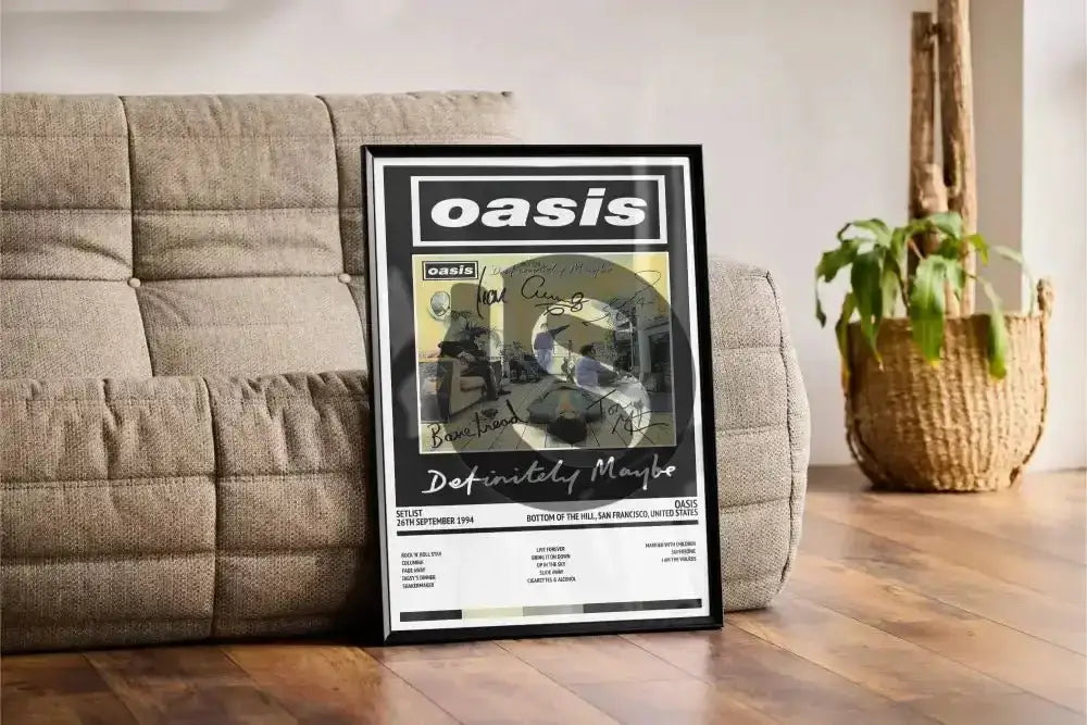 Oasis Definitely Maybe Bottom of the Hill San Francisco 26th September 1994 - Setlist Tour Poster - Setlist