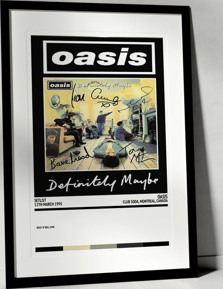 Oasis Definitely Maybe Club Soda Montreal 12th March 1995 - Setlist Tour Poster - Setlist