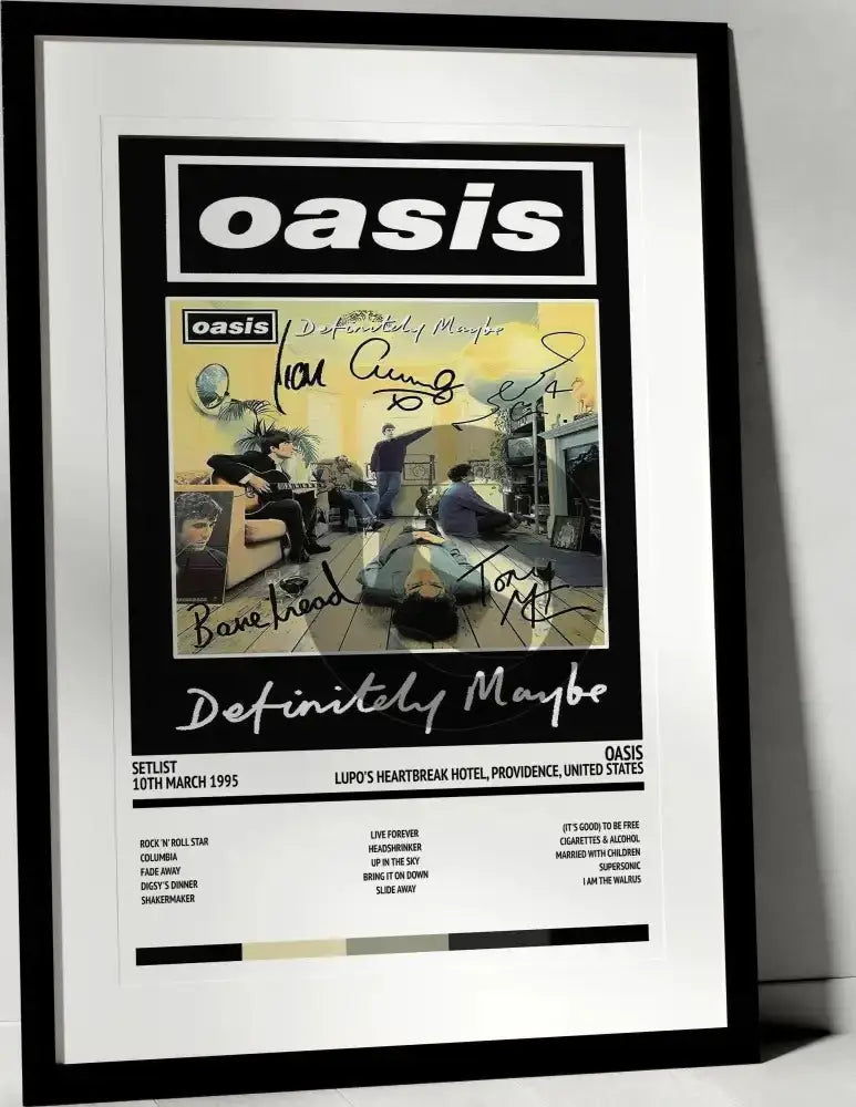 Oasis Definitely Maybe Lupo's Heartbreak Hotel Providence 10th March 1995 - Setlist Tour Poster - Setlist