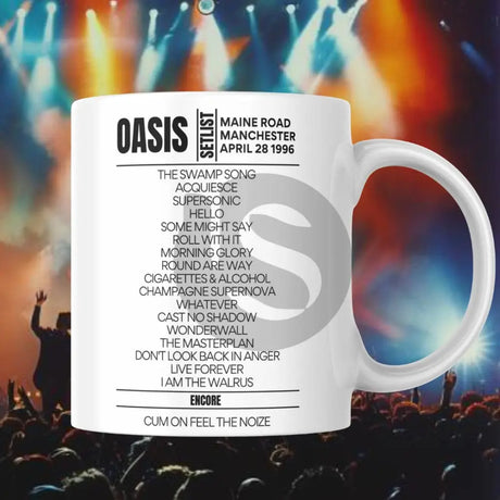 Oasis Maine Road Manchester April 28 1996 Setlist Mug - Setlist