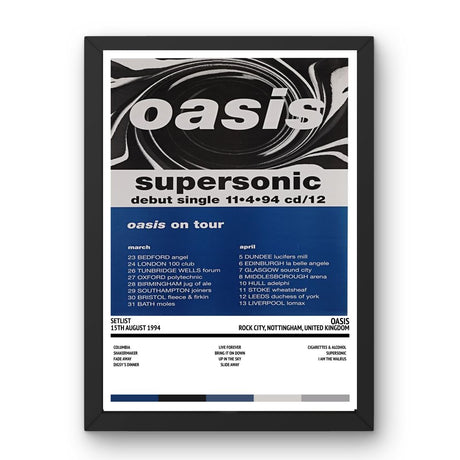 Oasis Rock City Nottingham - 15 - 08 - 1994 - Setlist Poster | Flyer Style Setlist Poster - Setlist