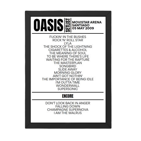 Oasis Setlist 05-05-2009-Santiago - Setlist