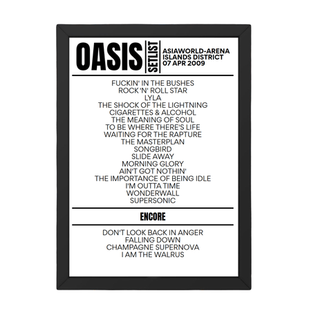 Oasis Setlist 07-04-2009-Islands District - Setlist