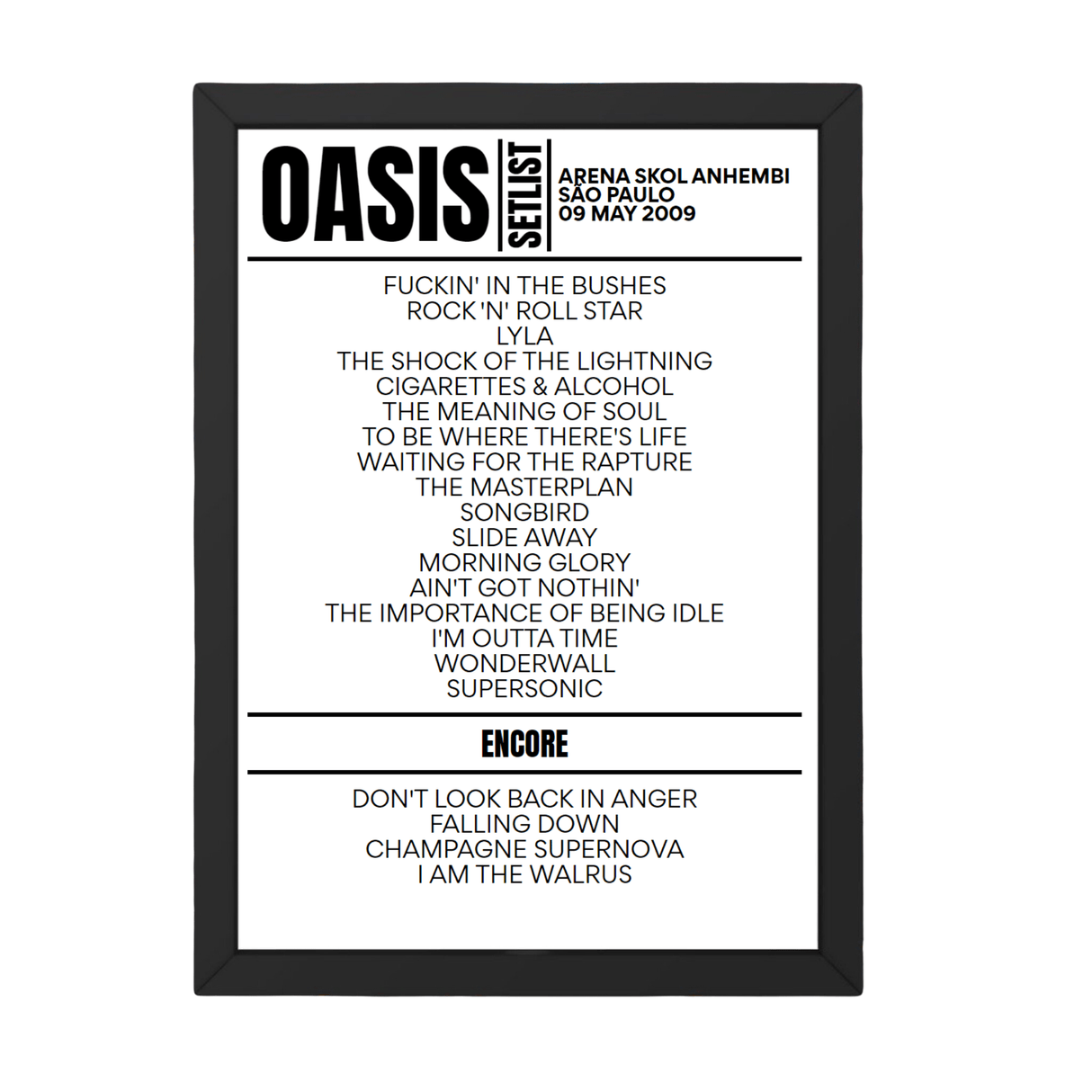 Oasis Setlist 09-05-2009-São Paulo - Setlist