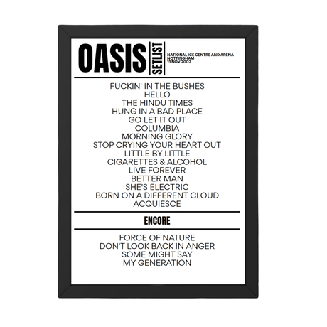 Oasis Setlist 11-11-2002-Nottingham - Setlist