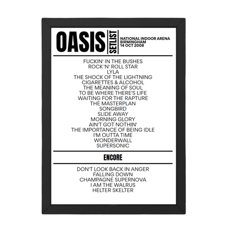 Oasis Setlist 14-10-2008-Birmingham - Setlist