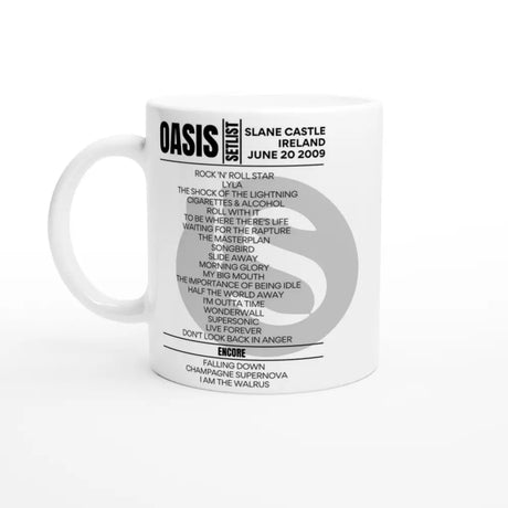 Oasis Slane Castle June 2009 Setlist Mug - Setlist