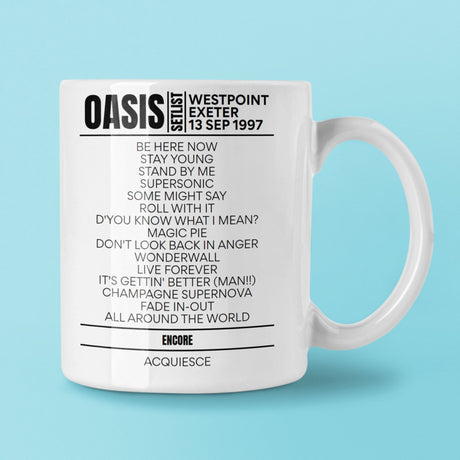 Oasis University of Exeter Exeter September 13, 1997 Setlist Mug - Setlist