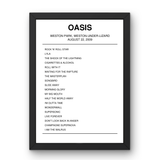 Oasis Weston Park Weston - under - Lizard 22 August 2009 Setlist Poster - Setlist