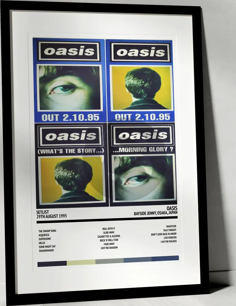 Oasis (What's the Story) Morning Glory? Bayside Jenny Osaka 29th August 1995 - Setlist Tour Poster - Setlist