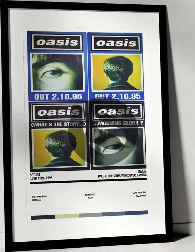 Oasis (What's the Story) Morning Glory? Pacific Coliseum Vancouver 10th April 1996 - Setlist Tour Poster - Setlist