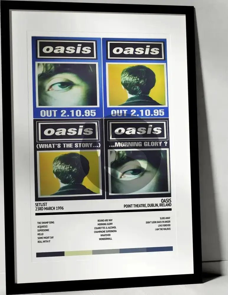 Oasis (What's the Story) Morning Glory? Point Theatre Dublin 23rd March 1996 - Setlist Tour Poster - Setlist