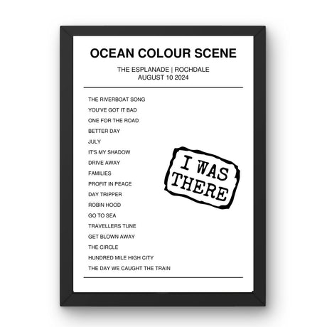 Ocean Colour Scene August 10, 2024 The Esplanade Rochdale Setlist Poster - Setlist