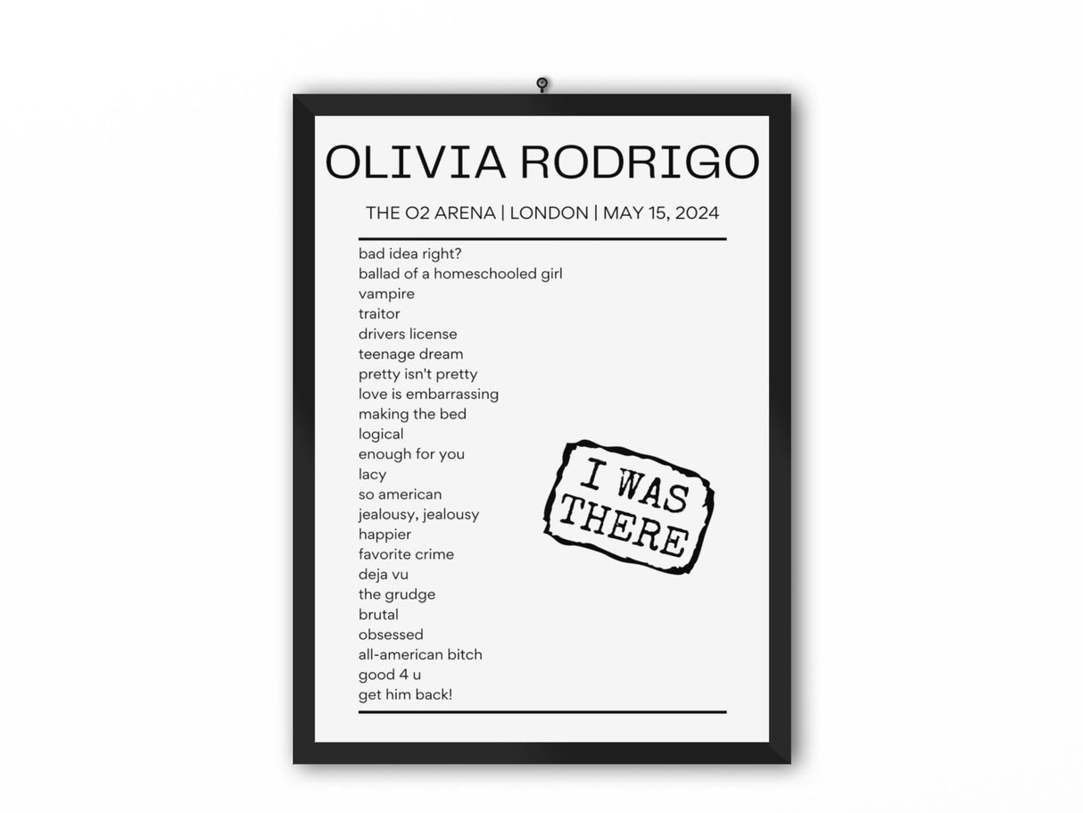 Olivia Rodrigo The O2 Arena London May 15, 2024 Replica Setlist - Setlist