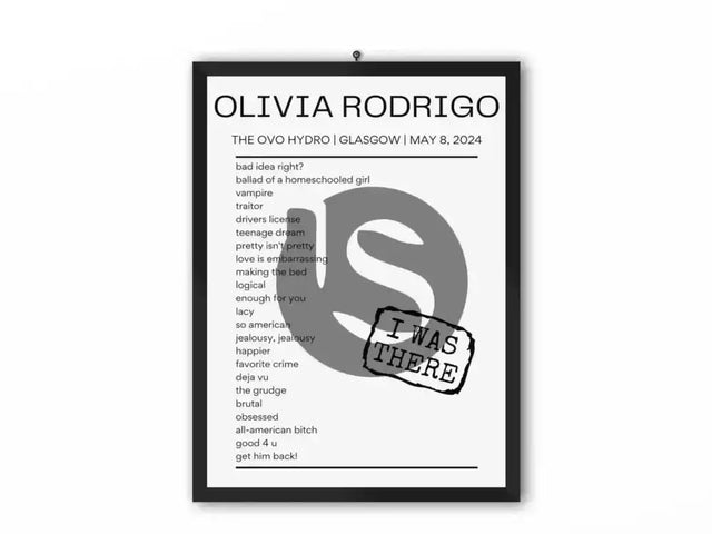 Olivia Rodrigo The OVO Hydro Glasgow May 8, 2024 Replica Setlist - Setlist