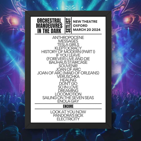 Orchestral Manoeuvres In The Dark Oxford March 20 2024 Setlist - Setlist