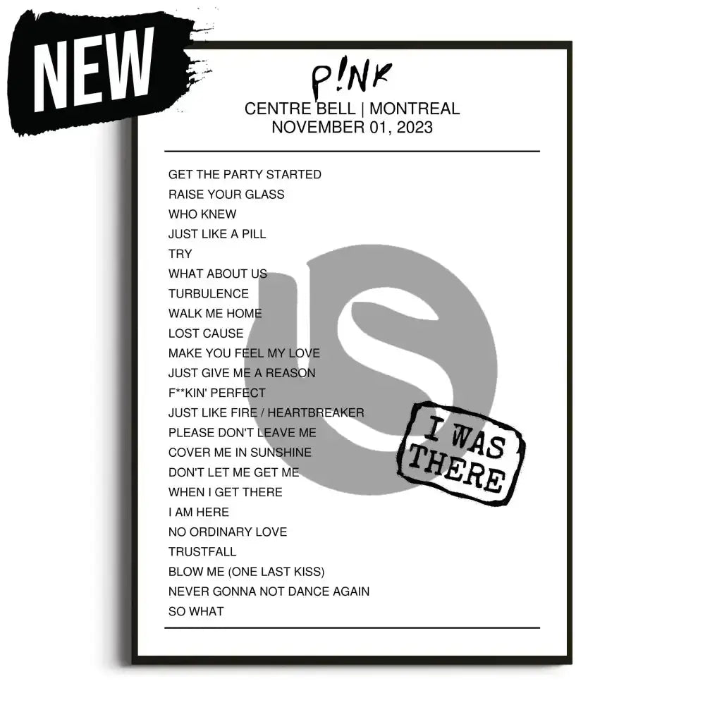 P!nk Trustfall Tour Setlist Posters 2023/2024 - Setlist