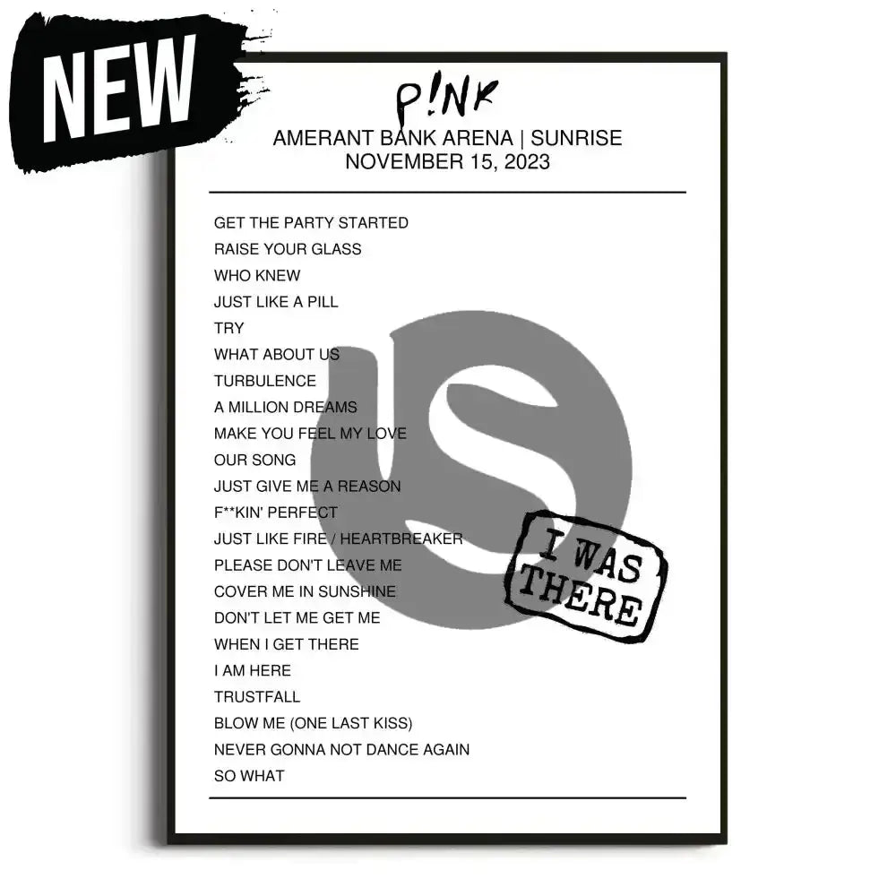 P!nk Trustfall Tour Setlist Posters 2023/2024 - Setlist