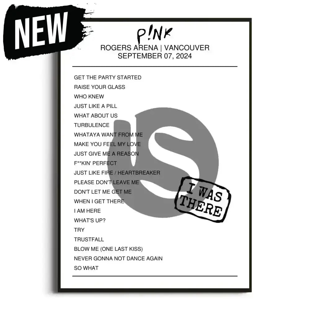 P!nk Trustfall Tour Setlist Posters 2023/2024 - Setlist