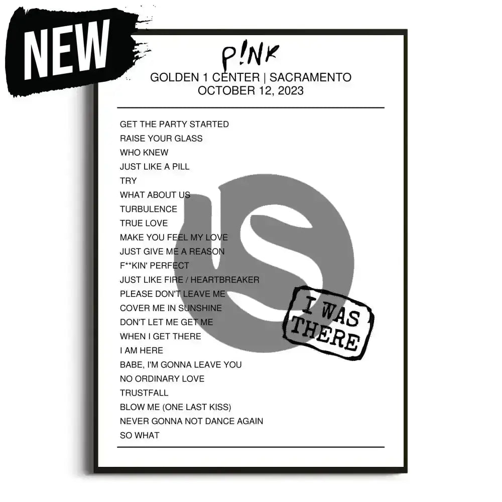 P!nk Trustfall Tour Setlist Posters 2023/2024 - Setlist