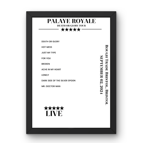 Palaye Royale September 02, 2024 Rough Trade Bristol Bristol Setlist Poster - Setlist