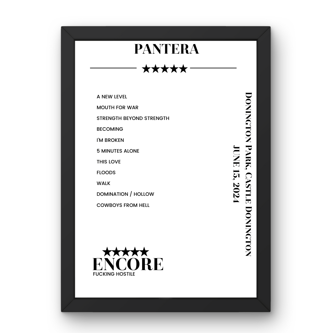 Pantera June 15, 2024 Donington Park Castle Donington Setlist Poster - Setlist