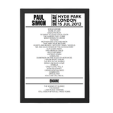 Paul Simon Hard Rock Calling 2012 Setlist Poster - Setlist