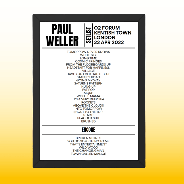 Paul Weller Setlist 22-04-2022-London - Setlist