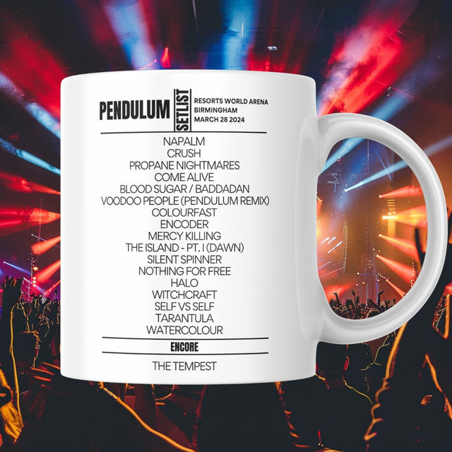 Pendulum Birmingham March 28 2024 Setlist Mug - Setlist