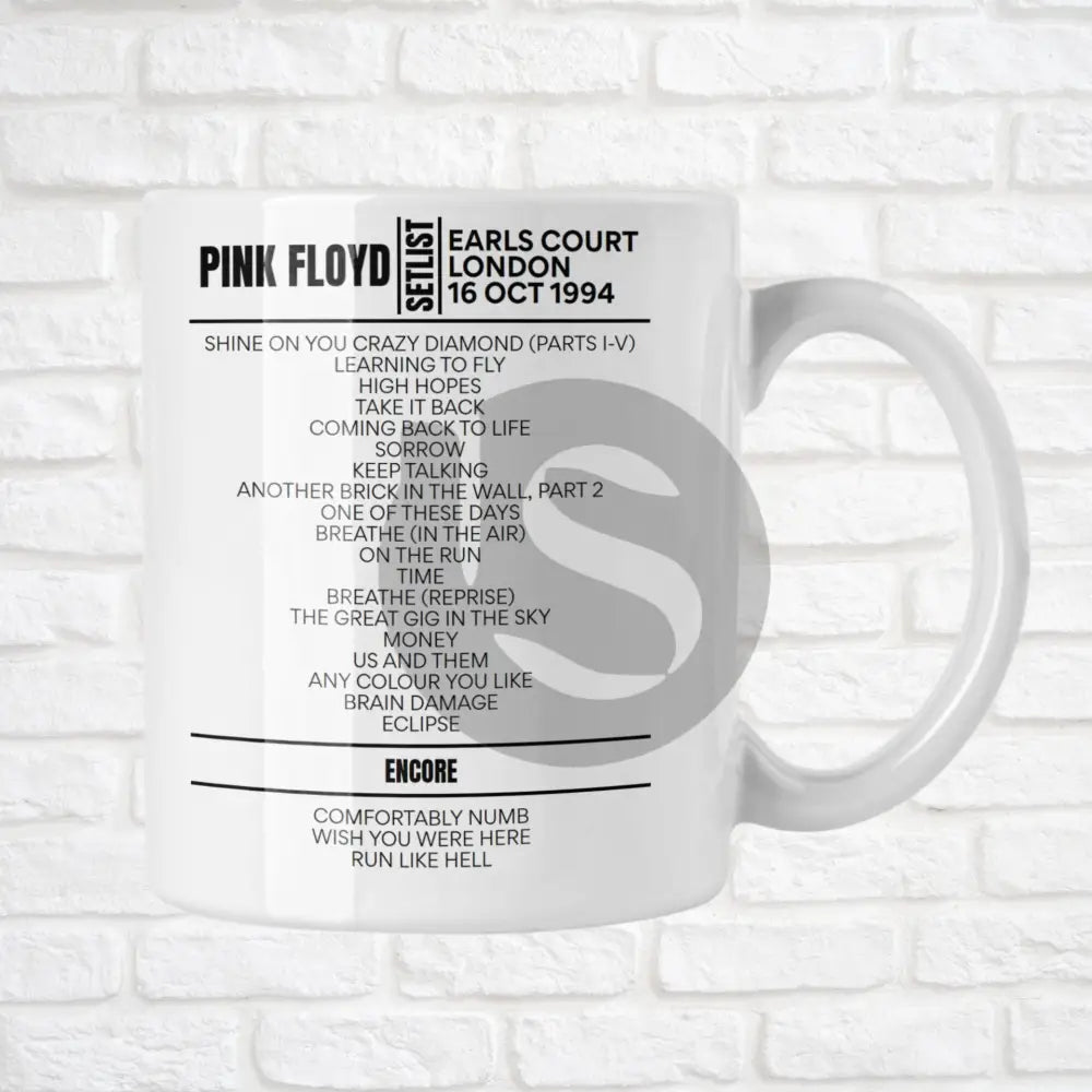 Pink Floyd London October 16, 1994 Replica Setlist Mug - Setlist