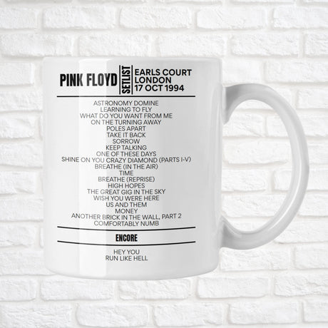 Pink Floyd London October 17, 1994 Replica Setlist Mug - Setlist