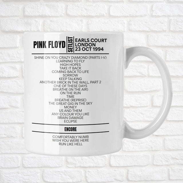 Pink Floyd London October 23, 1994 Replica Setlist Mug - Setlist